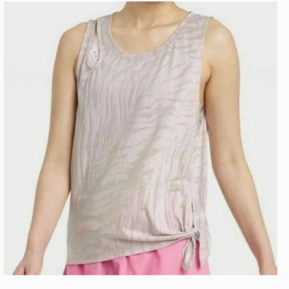Joy Lab Athletic Side Tie Zebra Print Tank Top Cut Out Shoulder Womens